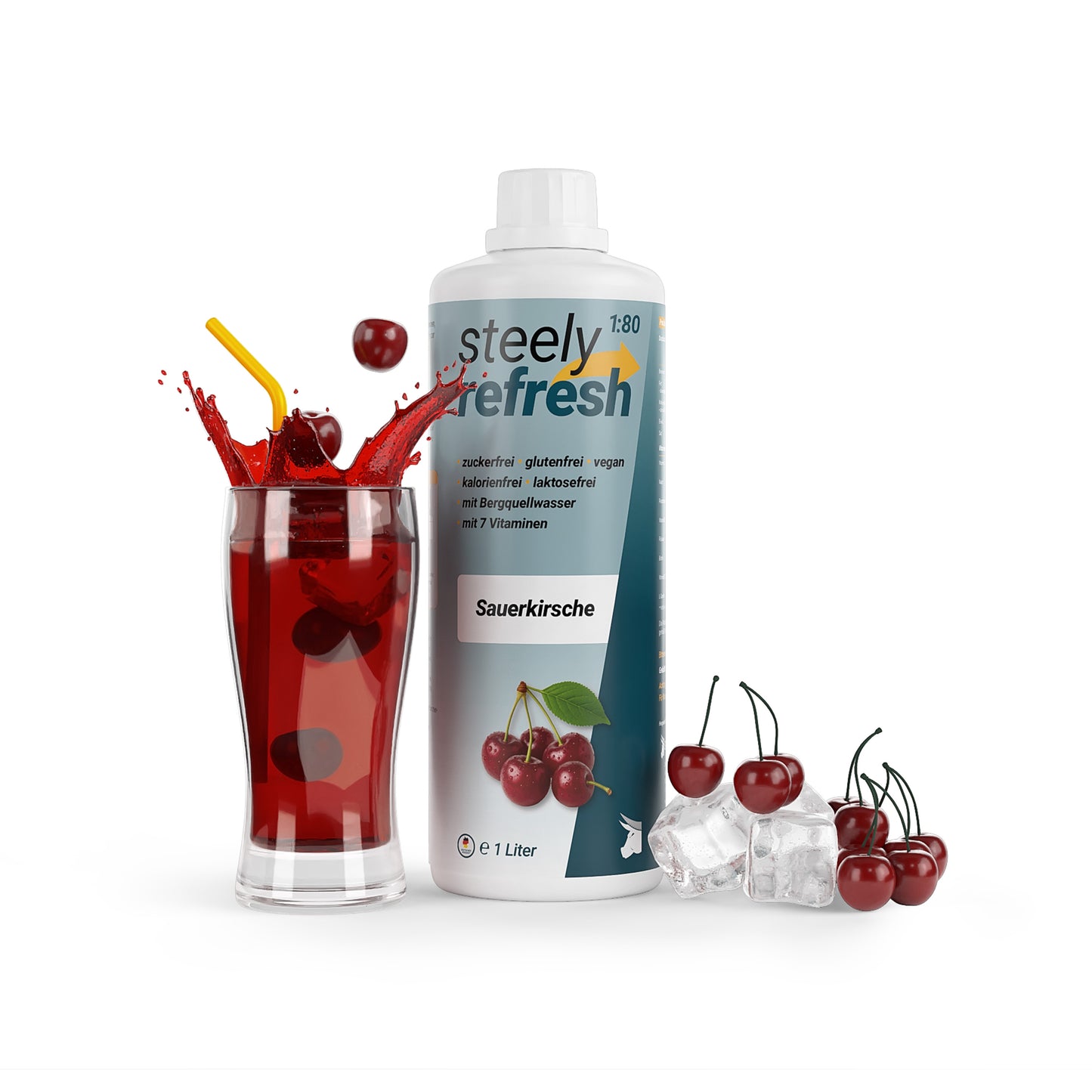 SteelyRefresh 1 Liter Fl. - Sauerkirsche