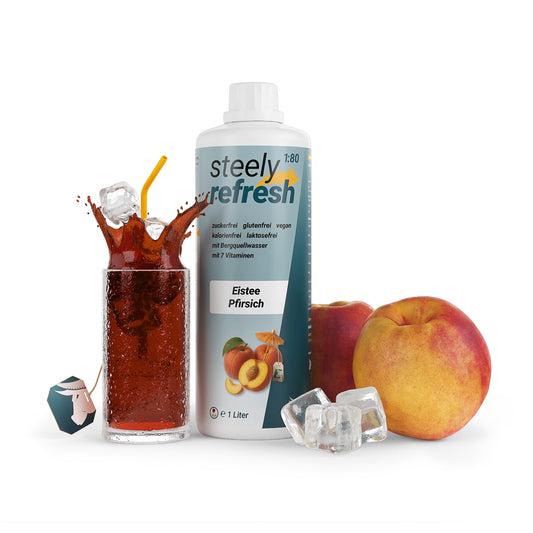 SteelyRefresh 1 Liter Fl. - Eistee-Pfirsich