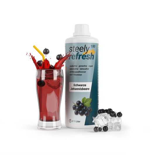 SteelyRefresh 1 Liter Fl. - Schwarze Johannisbeere
