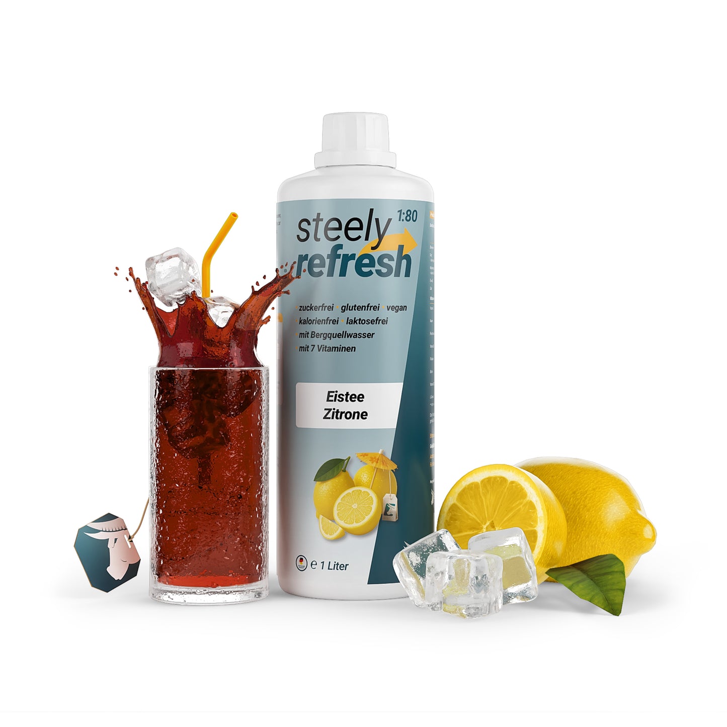 SteelyRefresh 1 Liter Fl. - Eistee-Zitrone