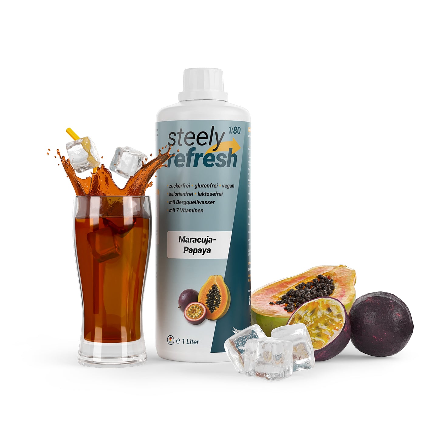 SteelyRefresh 1 Liter Fl. - Maracuja-Papaya